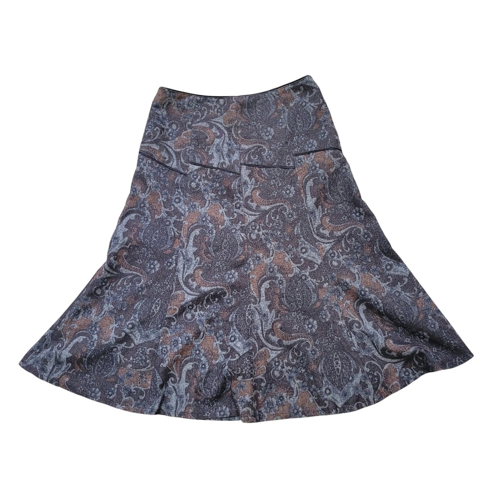 Peace Buttons Secret‎ Paisley A-Line Skirt Brown Flared Midi Skirt
